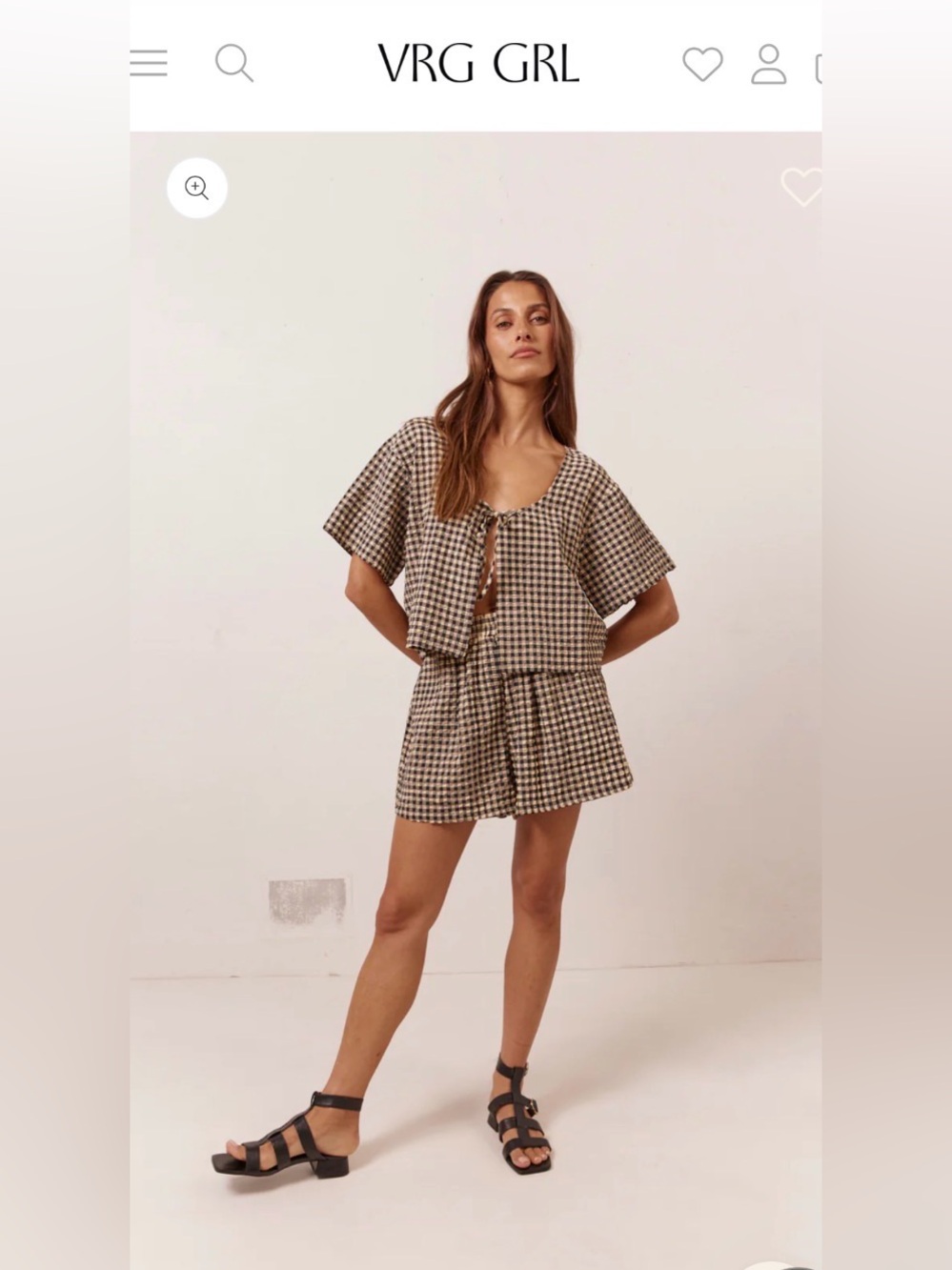 VRG GRL Brown Gingham Matching Set